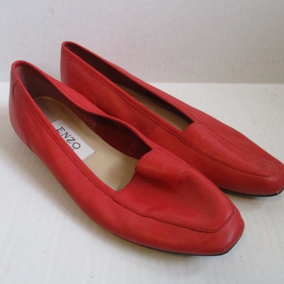 *ENZO Angiolini Orange Peach Tangerine Leather Slip-On Flats - Picture 2 of 8